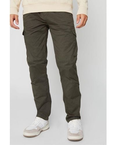 Threadbare 'Drill' Cotton Cargo Trousers With Stretch - Green