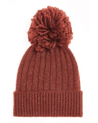 Quiz Rust Pom Knit Hat - Red