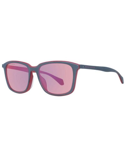 BOSS Mirrored Trapezium Sunglasses With Frames - Purple
