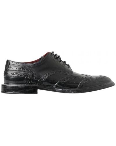 Dolce & Gabbana Leather Oxford Wingtip Formal Derby Shoes - Black