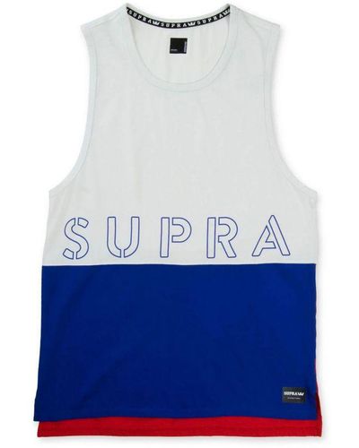 Supra Colour Block Round Neck Tank Top Branded Vest 102176 117 Textile - Blue