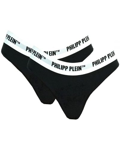 Philipp Plein Black Underwear Thongs Two Pack Cotton