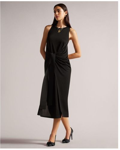 Ted Baker Joani Sleeveless Midi Dress With Tie Waist - Black