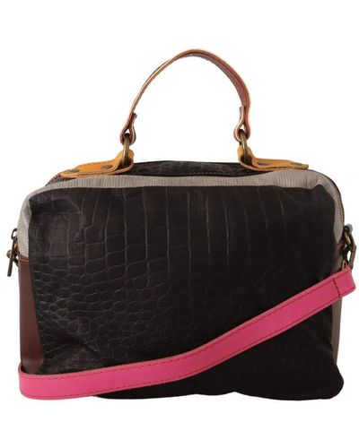EBARRITO Multicolour Genuine Leather Shoulder Strap Messenger Bag - Black