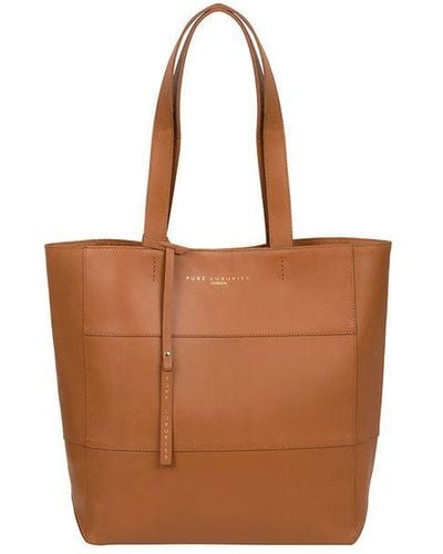 Pure Luxuries 'Ashurst' Saddle Vegetable-Tanned Leather Tote Bag - Brown