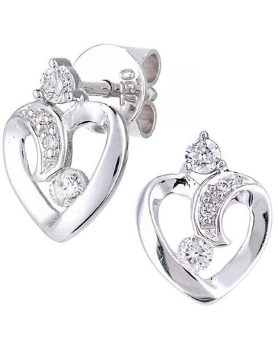DIAMANT L'ÉTERNEL 18Ct Diamond Heart Stud Earrings - Metallic
