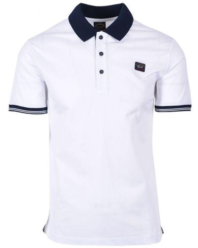 Paul & Shark Men's Logo Patch Organic Cotton Polo Shirt In White - Wit