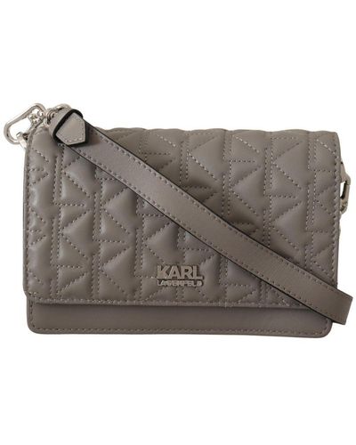 Karl Lagerfeld Light Grey Leather Crossbody Bag