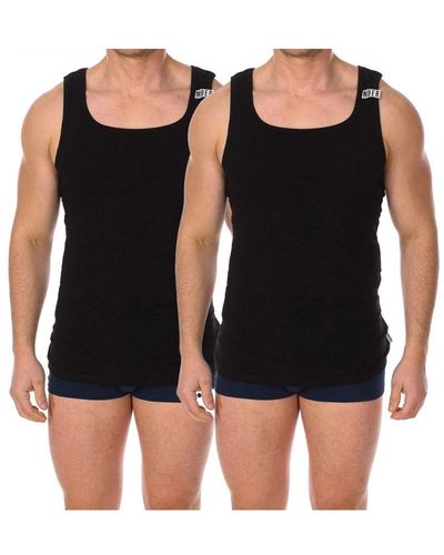 Bikkembergs Pack-2 Essential T-Shirts With Round Neck Straps Bkk1Utt01Bi - Black