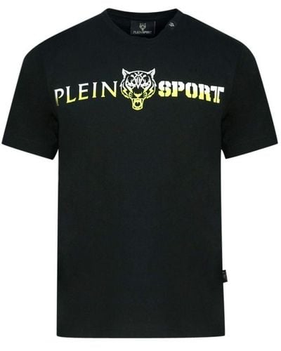 Philipp Plein Yellow Bold Split Logo Black T-shirt Cotton