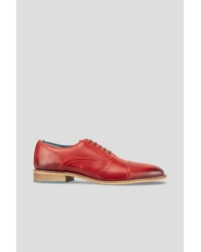 Oswin Hyde William Cherry Toecap Oxford Shoes Leather - Red