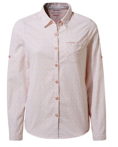 Craghoppers Ladies Nosilife Gisele Long Sleeved Shirt (Corsage Print) - Pink