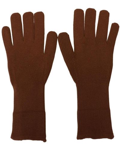 Dolce & Gabbana Cashmere Knitted Hands Mitten Gloves - Brown