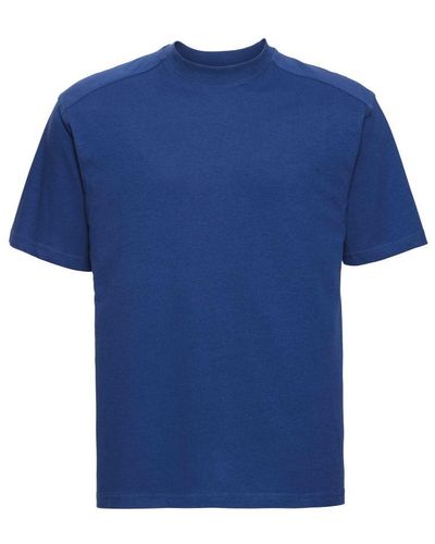 Russell Russell Europa Werkkleding Korte Mouwen Katoenen T-shirt (helder Koninklijk) - Blauw