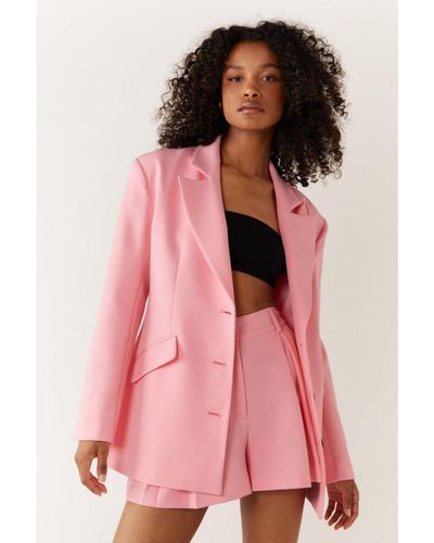 Warehouse Tailored Pleat Front Short - Pink
