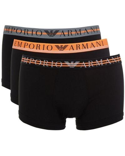 Emporio Armani Men's Armani 3 Pack Mixed Waistband Boxer Trunks In Black - Zwart