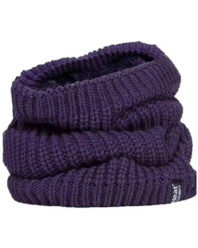 Heat Holders Ladies Thick Winter Warm Fleece Lined Chunky Knit Thermal Neck Warmer - Blue