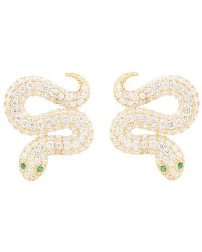 LÁTELITA London Snake Coiled Stud Earrings - White