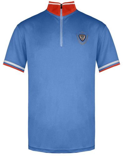Rossignol Short Sleeve 3/4 Zip Up/ Virage Polo Shirt Rldmy10 793 Cotton - Blue