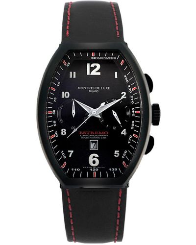 Montres De Luxe Estremo Watch Leather - Black