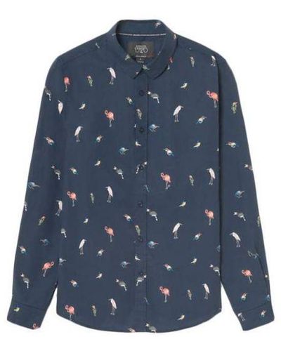 Le Temps Des Cerises S Overhemd Met Birdy Bird-patroon Voor - Blauw