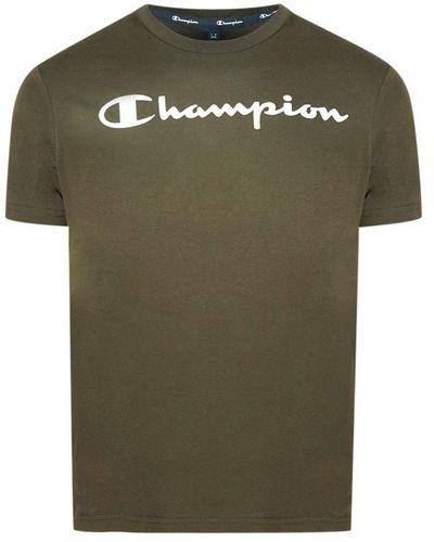 Champion Klassiek Script Logo Bruin T-shirt - Groen