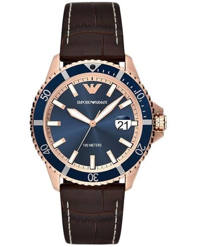 Emporio Armani Diver Watch Ar11556 Leather (Archived) - Brown