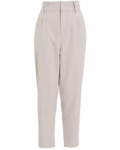 Quiz High Waisted Tapered Trousers - White