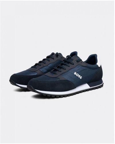 BOSS Parkour L Running Style Trainers In Mixed Materials With Logo Details Nos - Blue