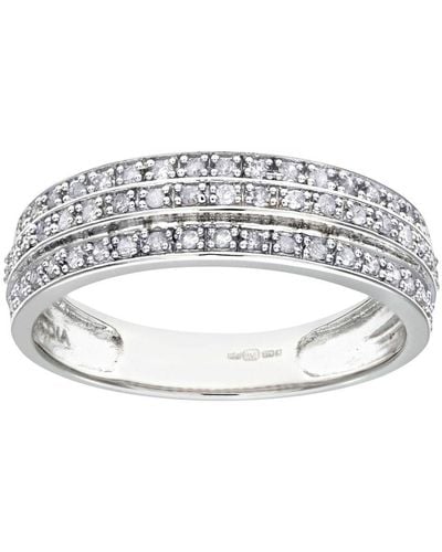 DIAMANT L'ÉTERNEL 9Ct 0.25Ct Triple Row Diamond Half Eternity Ring - White
