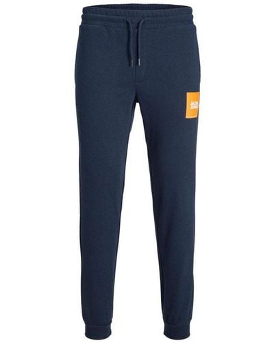 Jack & Jones Joggers Cotton Made Sweatpant For With Ribbed Cuff - Blue