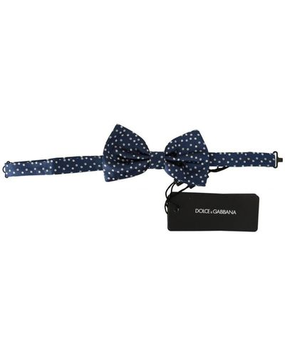 Dolce & Gabbana Blue Polka Dots Silk Adjustable Neck Butterfly Bow Tie
