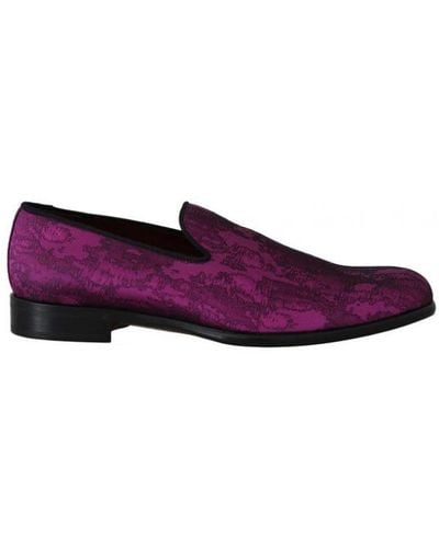 Dolce & Gabbana Elegant Silk-wool Blend Loafers - Purple