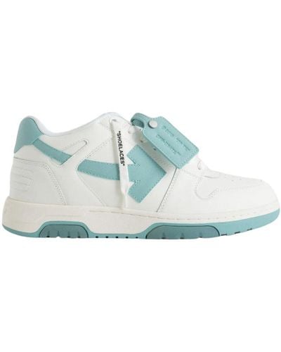 Off-White c/o Virgil Abloh Off- Out Of Office Low Top Celadon Leather Trainers - Blue
