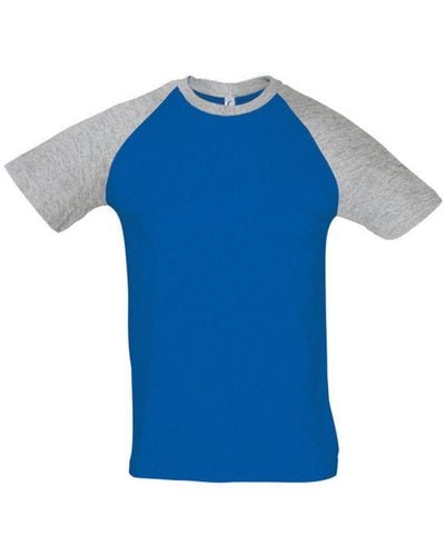 Sol's Funky Contrast T-shirt Met Korte Mouwen (royal Blue/grijs Melange) - Blauw