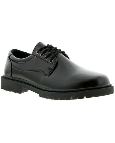 Rockstorm New /Gents Lace Up School Shoes With Thick Soles. Wide Fit. Pu - Black