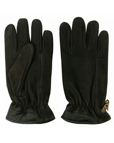 Timberland Seabrook Beach Touch Screen Brown Leather Gloves A1eg1 C35 A3 Leather - Black