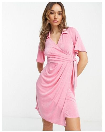 Closet Drape Shirt Mini Dress - Pink