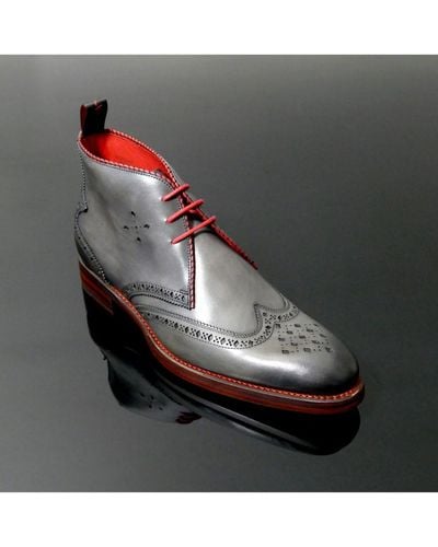 Jeffery West Page 'worship' Piped Wing Tip Chukka Leather - Grey