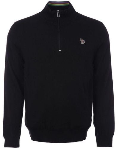 PS by Paul Smith Men's Zebra Logo Half-zip Knitted Sweatshirt In Black - Blauw