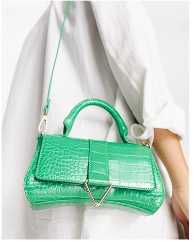 ASOS Curved Crossbody Bag With Triangle Hardware And Detachable Strap - Green