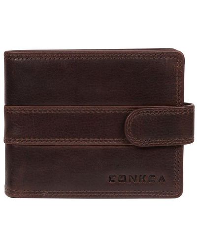 Conkca London 'brigadier' Brown Leather Bi-fold Wallet