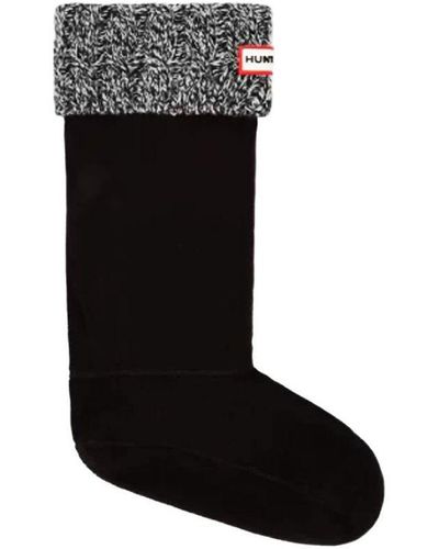 HUNTER 6 Stitch Cable Knitted Tall Boot Socks - Black