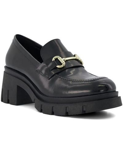 Dune Ladies Gildan Block-heeled Snaffle-trimmed Loafers - Black
