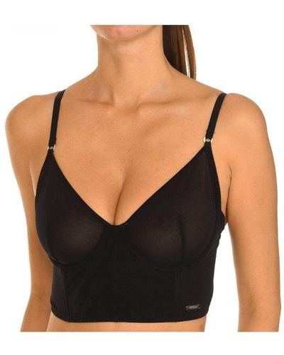Guess Womenss Bustier Bra With Underwire And Microtulle Fabric O0Bc19Ka5J0 - Black