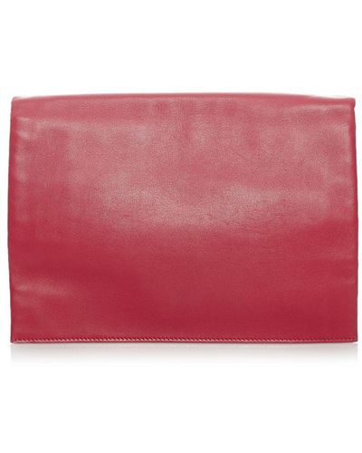 Celine Vintage Trio Leather Bag Red Calf Leather