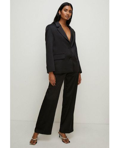 Oasis Rachel Stevens Stretch Satin Tailored Blazer - Black