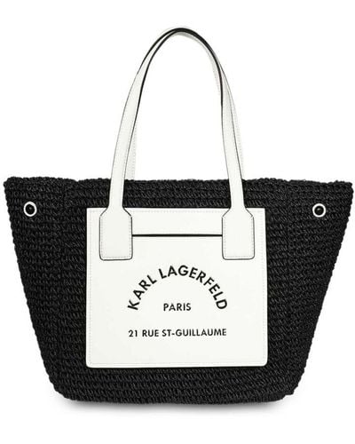 Karl Lagerfeld Synthetic Material Shopping Bag With Magnetic Fastening - White