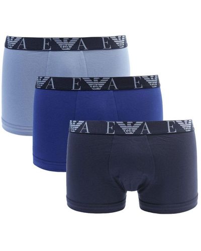 EA7 Emporio Armani Boxer Shorts 3 Pack Blue Cotton
