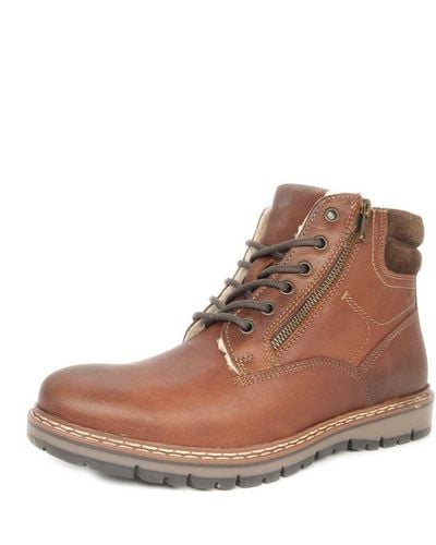 Red Tape Sawston Zip Leather - Brown